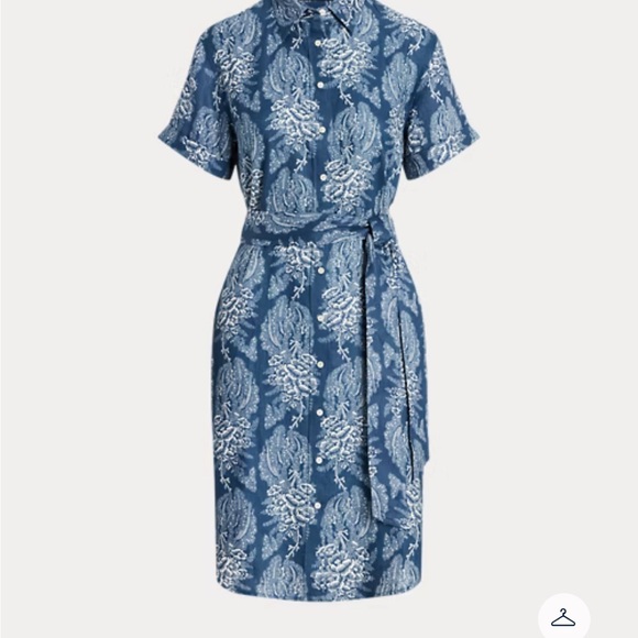 Ralph Lauren Floral Belted Linen Shirtdress - Picture 1 of 2